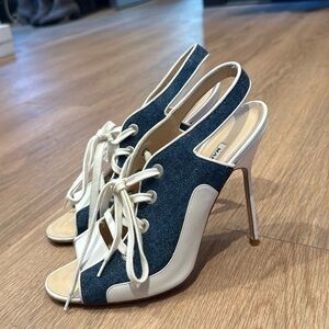 Manolo Blanik Denim lace up heels 41 10